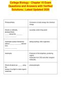 College Biology - Chapter 10 Exam&NewLine;Questions and Answers with Verified&NewLine;Solutions &vert; Latest Updated 2026