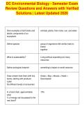 DC Environmental Biology - Semester Exam&NewLine;Review Questions and Answers with Verified&NewLine;Solutions &vert; Latest Updated 2026