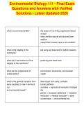 Environmental Biology 111 - Final Exam&NewLine;Questions and Answers with Verified&NewLine;Solutions &vert; Latest Updated 2026