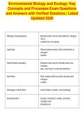 Environmental Biology and Ecology&colon; Key&NewLine;Concepts and Processes Exam Questions&NewLine;and Answers with Verified Solutions &vert; Latest&NewLine;Updated 2026