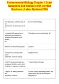 Environmental Biology Chapter 1 Exam&NewLine;Questions and Answers with Verified&NewLine;Solutions &vert; Latest Updated 2026