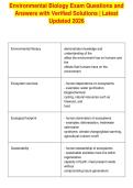 Environmental Biology Exam Questions and&NewLine;Answers with Verified Solutions &vert; Latest&NewLine;Updated 2026
