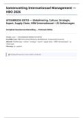 Samenvatting Internationaal Management HBO UITGEBREID 2026 &plus; 25 Oefenvragen - Globalisering Hofstede Cultuur Export Incoterms Supply Chain HRM Expatriate Strategie PESTEL 30&plus; Pagina's