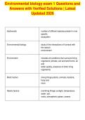 Environmental biology exam 1 Questions and&NewLine;Answers with Verified Solutions &vert; Latest&NewLine;Updated 2026