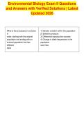 Environmental Biology Exam II Questions&NewLine;and Answers with Verified Solutions &vert; Latest&NewLine;Updated 2026
