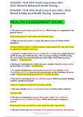 Health Assessment Exam 2 Questions and Answers Study Guide 2025&sol; 2026 100&percnt; Verified with Correct Questions and Answers &vert; Complete Physical Examination and Nursing Assessment Practice Test with Detailed Explanations