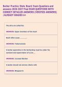 Barber Practice State Board Exam Questions and &NewLine;answers 2026-2027 Final EXAM QUESTIONS WITH &NewLine;CORRECT DETAILED ANSWERS &lpar;VERIFIED ANSWERS&rpar; &NewLine;&sol;ALREADY GRADED A&plus;