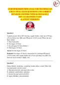 CERTIFIED RHYTHM ANALYSIS TECHNICIAN  &lpar;CRAT&rpar; FINAL EXAM QUESTIONS AND CORRECT  DETAILED ANSWERS WITH RATIONALES &vert;&vert;  100&percnt; GUARANTEED PASS&excl;&excl;  <LATEST VERSION>