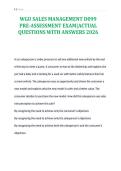 WGU SALES MANAGEMENT D099&NewLine;PRE-ASSESSMENT EXAM&vert;ACTUAL&NewLine;QUESTIONS WITH ANSWERS 2026