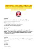 CHEMOTHERAPY & BIOTHERAPY CERTIFICATION  EXAM ADVANCED ONCOLOGY NURSING PRACTICE QUESTIONS  AND 100&percnt; VERIFIED ANSWERS WITH RATIONALES GRADED A&plus; GUARANTEED PASS ON THE FIRST ATTEMPT