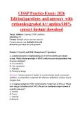 CISSP Practice Exam&colon; 2026 &NewLine;Edition&vert;&vert;questions  and answers  with &NewLine;rationales&sol;graded A&plus;&sol; update&sol;100&percnt; &NewLine;correct &sol;instant download