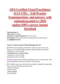 AWS Certified Cloud Practitioner &NewLine;&lpar;CLF-C02&rpar; &ndash;  Full Practice &NewLine;Exam&vert;&vert;questions  and answers  with &NewLine;rationales&sol;graded A&plus;&sol;2026 &NewLine;update&sol;100&percnt; correct &sol;instant &NewLine;download 