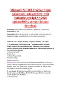 Microsoft SC-900 Practice Exam &NewLine;&vert;&vert;&vert;questions  and answers  with &NewLine;rationales&sol;graded A&plus;&sol;2026 &NewLine;update&sol;100&percnt; correct &sol;instant &NewLine;download 