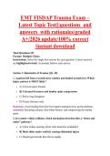 EMT FISDAP Trauma Exam &ndash; &NewLine;Latest Topic Test&vert;&vert;&vert;questions  and &NewLine;answers  with rationales&sol;graded &NewLine;A&plus;&sol;2026 update&sol;100&percnt; correct &NewLine;&sol;instant download