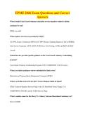 EPME 2026 Exam Questions and Correct&NewLine;Answers