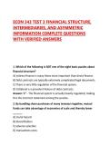 ECON 343 TEST 3 FINANCIAL STRUCTURE&comma; INTERMEDIARIES&comma; AND ASYMMETRIC INFORMATION COMPLETE QUESTIONS WITH VERIFIED ANSWERS