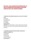 HIM 1000 &ndash; FINAL EXAMINATION INTRODUCTION TO HEALTH INFORMATION MANAGEMENT QUESTIONS COMPLETE WITH 100&percnt; VERIFIED ANSWERS