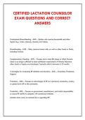 CERTIFIED LACTATION COUNSELOR &NewLine;EXAM QUESTIONS AND CORRECT &NewLine;ANSWERS