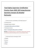 Food Safety Supervisor Certification Practice Exam 2026 &vert; 100 Comprehensive Questions&comma; Answers & Detailed Rationales