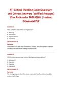 ATI Critical Thinking Exam Questions and Correct Answers &lpar;Verified Answers&rpar; Plus Rationales 2026 Q&A &vert; Instant Download Pdf