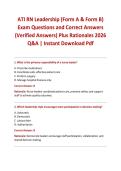 ATI RN Leadership &lpar;Form A & Form B&rpar; Exam Questions and Correct Answers &lpar;Verified Answers&rpar; Plus Rationales 2026 Q&A &vert; Instant Download Pdf