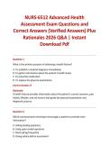 NURS-6512 Advanced Health Assessment Exam Questions and Correct Answers &lpar;Verified Answers&rpar; Plus Rationales 2026 Q&A &vert; Instant Download Pdf