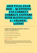 AHIP FINAL EXAM &NewLine;2027 &vert;  QUESTIONS &NewLine;AND CORRECT &NewLine;CORRECT ANSWERS &NewLine;WITH RATIONALES &vert; &NewLine;A&plus; GRADED &vert; &NewLine;LATEST 