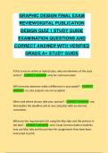 GRAPHIC DESIGN FINAL EXAM &NewLine;REVIEW DIGITAL PUBLICATION &NewLine;DESIGN QUIZ 1 STUDY GUIDE &NewLine;EXAMINATION QUESTIONS AND &NewLine;CORRECT ANSWER WITH VERIFIED &NewLine;GRADE A&plus; STUDY GUIDE &NewLine;