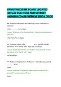 FAMILY MEDICINE BOARD UPDATED&NewLine;ACTUAL QUESTIONS AND CORRECT&NewLine;ANSWERS COMPREHENSIVE STUDY GUIDE