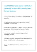 AAAI-ISMA Personal Trainer Certification Workshop Study Exam Questions With Correct Answers
