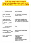 EXSC - PA&comma; Aging&comma; Clinical Exercise&NewLine;Prescription Exam Questions and Answers&NewLine;with Verified Solutions &vert; Latest Updated 2026