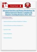 Advanced Nutrition and Human Metabolism 7th Edition Instructor Manual &vert; Complete All Chapters Teaching Resource 2026&ndash;2027