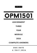 OPM1501 Assignment 3 Answers - Year Module&comma; 2026 &vert; Due Date 6 July 2026