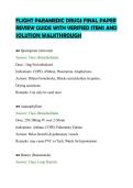 FLIGHT PARAMEDIC DRUGS FINAL PAPER&NewLine;REVIEW GUIDE WITH VERIFIED ITEMS AND&NewLine;SOLUTION WALKTHROUGH