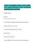 FLIGHT PARAMEDIC DRUGS STUDY GUIDE&NewLine;TEST PAPER QUESTIONS WITH THOROUGH&NewLine;ANSWER EXPLANATIONS