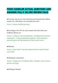 FOOD HANDLER ACTUAL QUESTIONS AND&NewLine;ANSWERS FULLY SOLVED REVIEW PACK