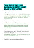 FOOD HANDLER FINAL PAPER&NewLine;QUESTIONS AND CORRECT ANSWERS&NewLine;GRADED A&plus; STUDY MATERIAL