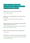 FOOD HANDLERS ACTUAL TEST&NewLine;QUESTIONS WITH COMPLETE SOLUTION&NewLine;PREMIUM REVIEW CONTENT