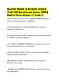 ALABAMA BOARD OF FUNERAL SERVICE&NewLine;STATE LAW Question and Answer 2026 &vert;&NewLine;Mastery Review Resource &vert; Grade A&plus;