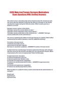 N352 Male And Female Hormone Medications Exam Questions With Verified Answers