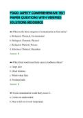 FOOD SAFETY COMPREHENSIVE TEST&NewLine;PAPER QUESTIONS WITH VERIFIED&NewLine;SOLUTIONS RESOURCE