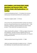 NYS FUNERAL LAW EXAM STUDY GUIDE&NewLine;Questions and Answers 2026 &vert; Final&NewLine;Revision Guide with Explanations &vert; A&plus;&NewLine;Verified