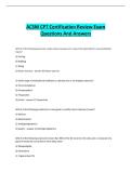 ACSM CPT Certification Review Exam Questions And Answers