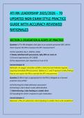 ATI RN LEADERSHIP 2025&sol;2026 &ndash; 70 &NewLine;UPDATED NGN EXAM STYLE PRACTICE &NewLine;GUIDE WITH ACCURACY-REVIEWED &NewLine;RATIONALES 