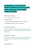 FUNDAMENTALS FOR SUCCESS IN&NewLine;BUSINESS CERTIFICATION EVALUATION&NewLine;TESTED QUESTIONS AND ANSWERS&NewLine;COMPLETE REVIEW