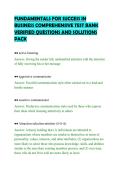 FUNDAMENTALS FOR SUCCESS IN&NewLine;BUSINESS COMPREHENSIVE TEST BANK&NewLine;VERIFIED QUESTIONS AND SOLUTIONS&NewLine;PACK