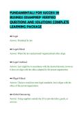 FUNDAMENTALS FOR SUCCESS IN&NewLine;BUSINESS EXAMPREP VERIFIED&NewLine;QUESTIONS AND SOLUTIONS COMPLETE&NewLine;LEARNING PACKAGE