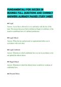 FUNDAMENTALS FOR SUCCESS IN&NewLine;BUSINESS FULL QUESTIONS AND CORRECT&NewLine;ANSWERS ALREADY PASSED STUDY SHEET