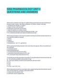 N352 PHARMACOLOGY UNIT 2 QUESTIONS AND ANSWERS&period;