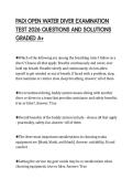 PADI OPEN WATER DIVER EXAMINATION&NewLine;TEST 2026 QUESTIONS AND SOLUTIONS&NewLine;GRADED A&plus;